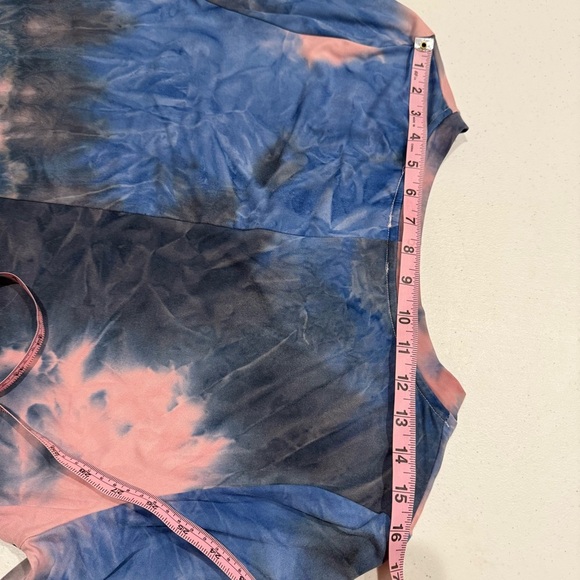Umgee Tie Dye Tunic Top Mini Dress Blue & Pink Long Sleeve Women’s Size Small - Picture 6 of 10